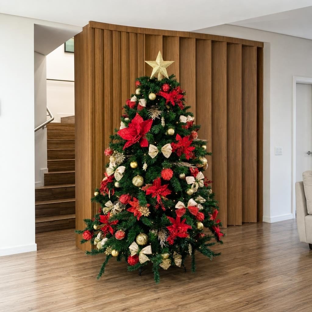 Árvore de Natal Corporativa Clássica com Iluminação Cênica